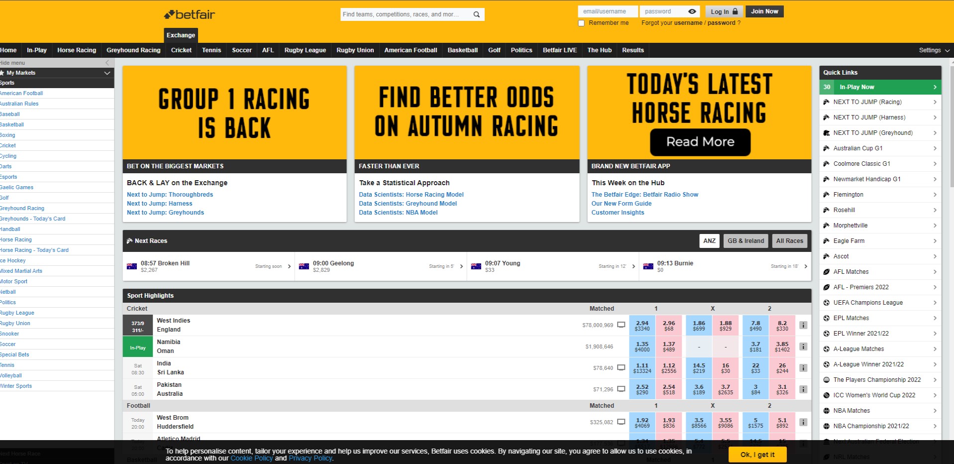 betfair dashbord review