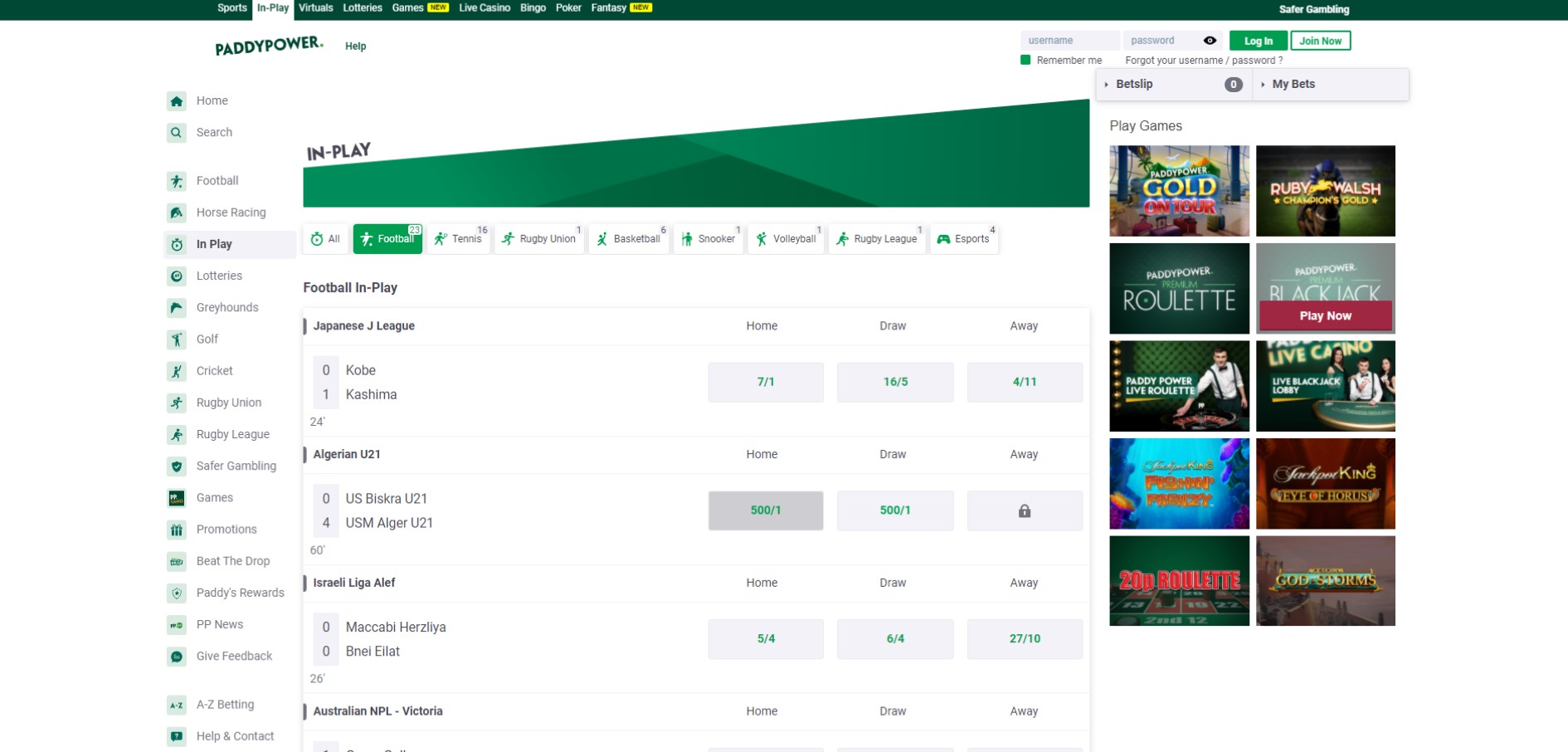 Paddy power live betting