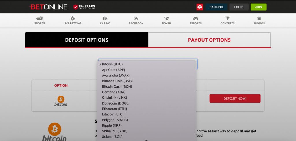 Betonline Deposit Options