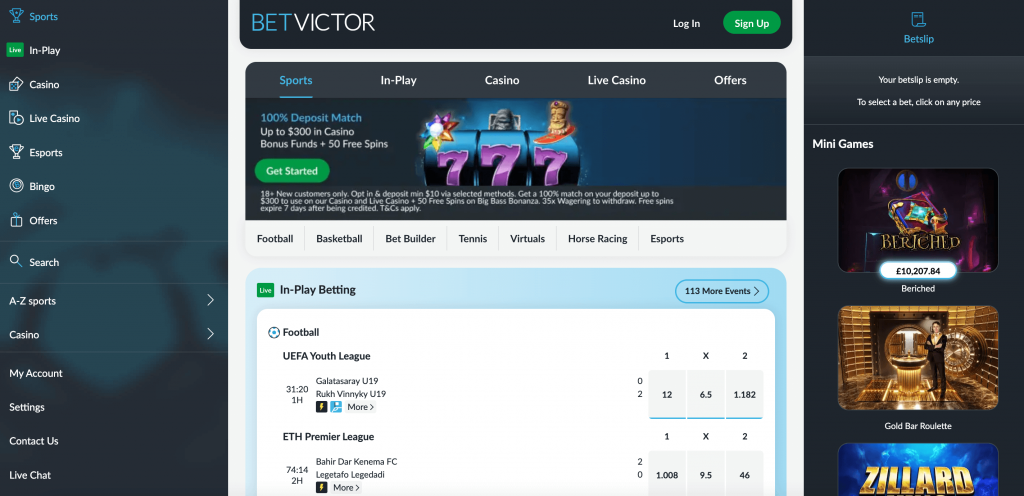 Betvictor Design & Structure of Platform 