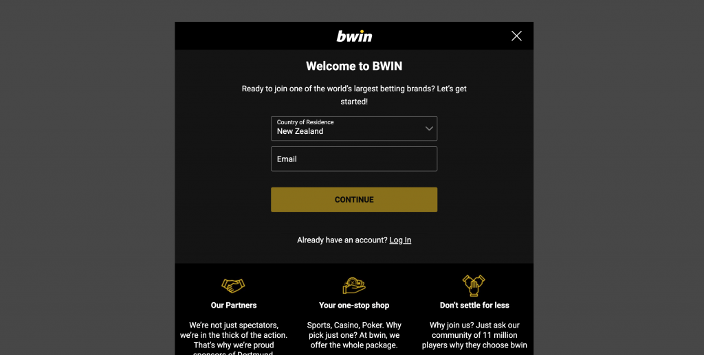 Bwin Registration process