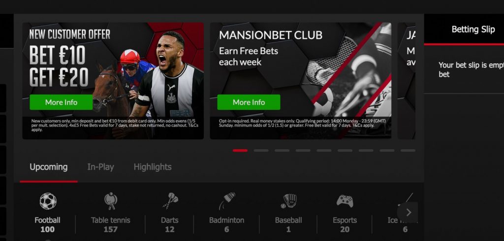 Mansion Bet welcome offer and much more